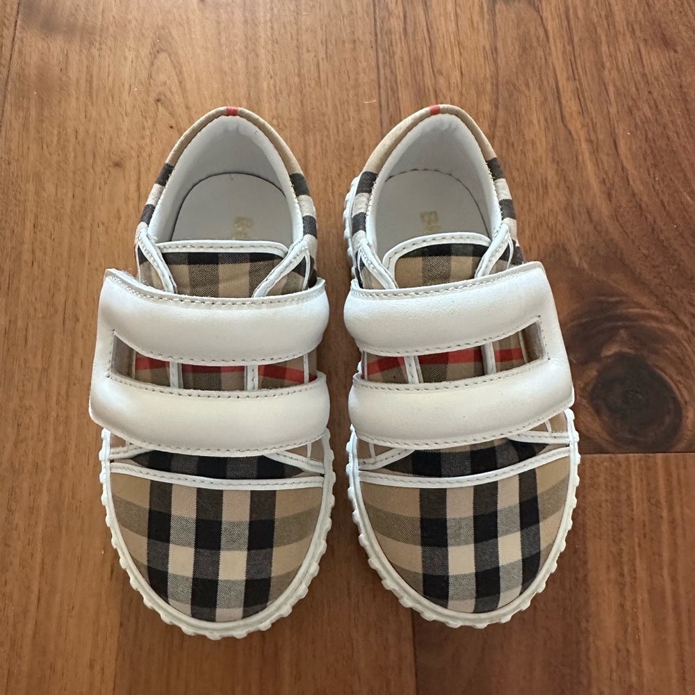 Burberry Check Cotton and Leather Sneakers
